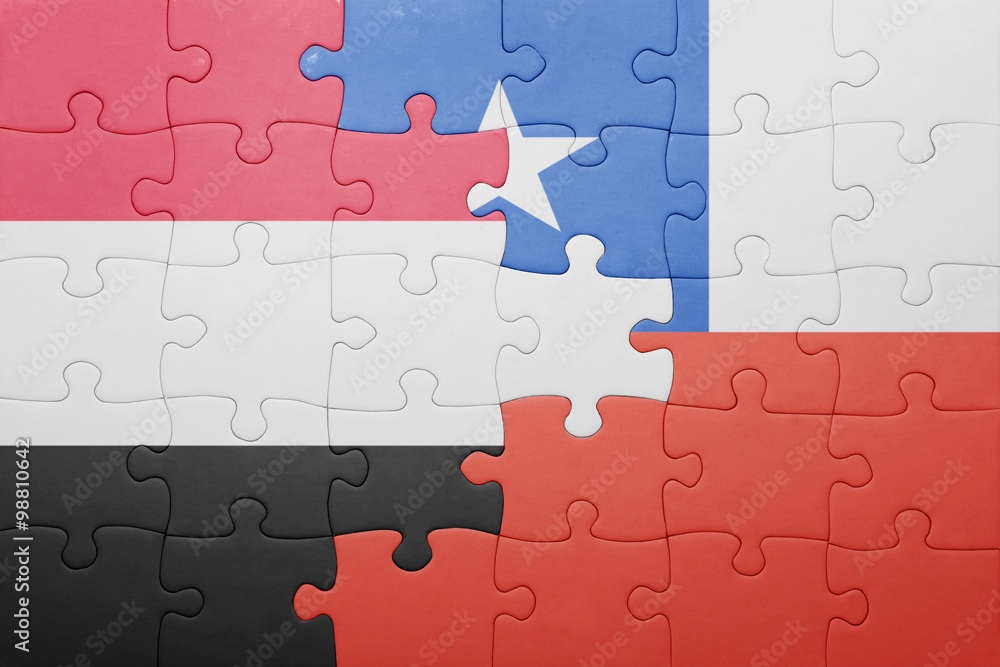 puzzle with the national flag of chile and yemen puzzle with the national flag of chile and yemen