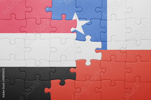 puzzle with the national flag of chile and yemen © luzitanija