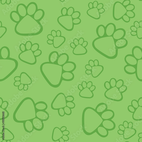 Paw Prints Background Green