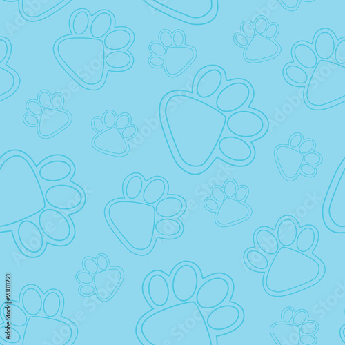 Paw Prints Background Blue