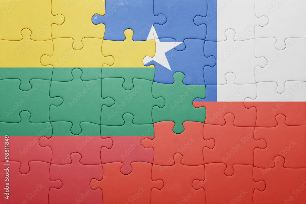 puzzle with the national flag of chile and lithuania puzzle with the national flag of chile and lithuania