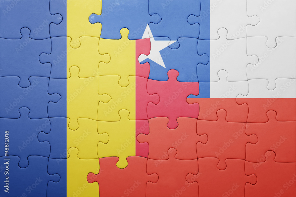 puzzle with the national flag of chile and romania puzzle with the national flag of chile and romania