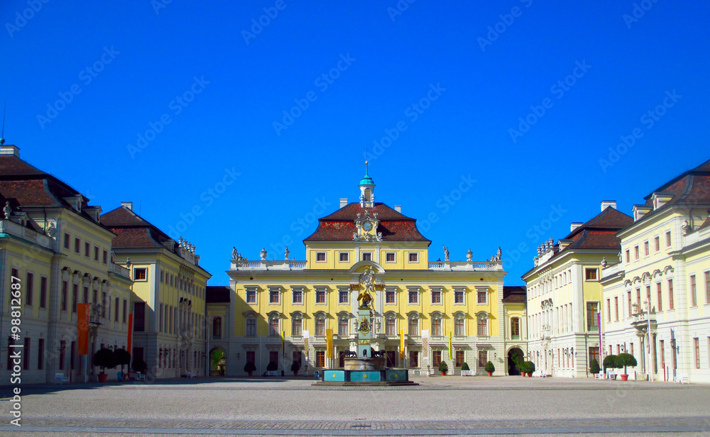 Yard of Ludwigsburg Palace Castle in Germany near Stuttgart