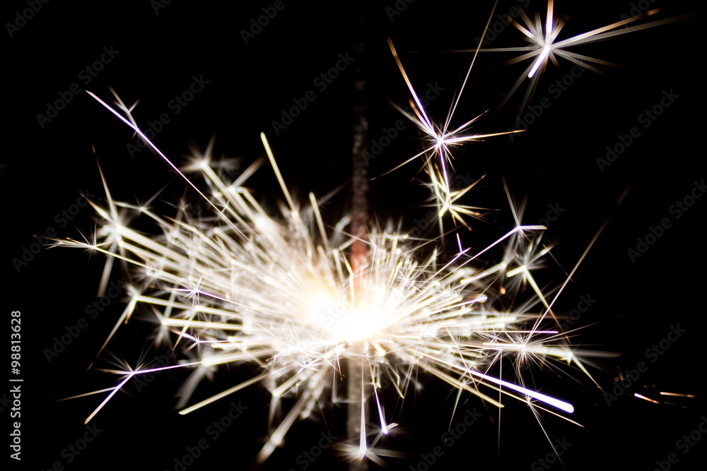 sparks sparklers in the dark closeup
