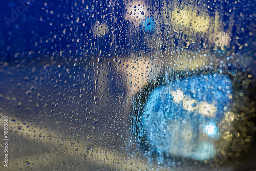 Blur of Rain on Car Window