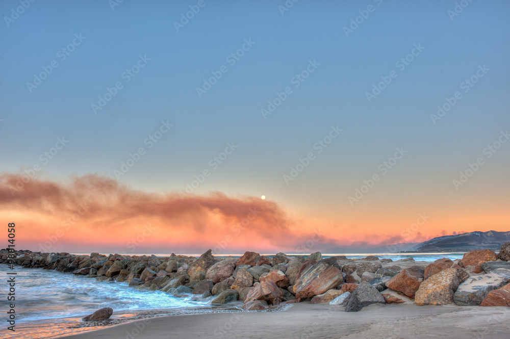 Smoke wafting across the horizon from the hillside fire. Smoke wafting across the horizon from the hillside fire.