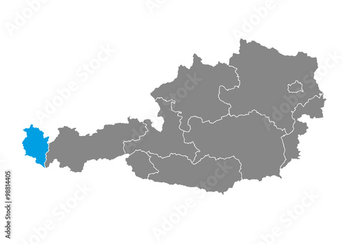 Vorarlberg highlighted on Austrian map