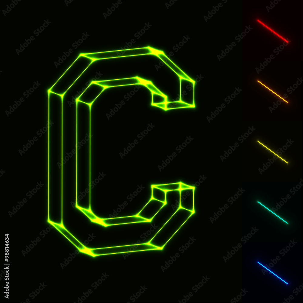 EPS10 vector glowing wireframe letter C - easy to change color EPS10 vector glowing wireframe letter C - easy to change color