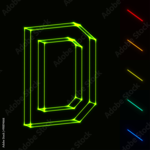 EPS10 vector glowing wireframe letter D - easy to change color