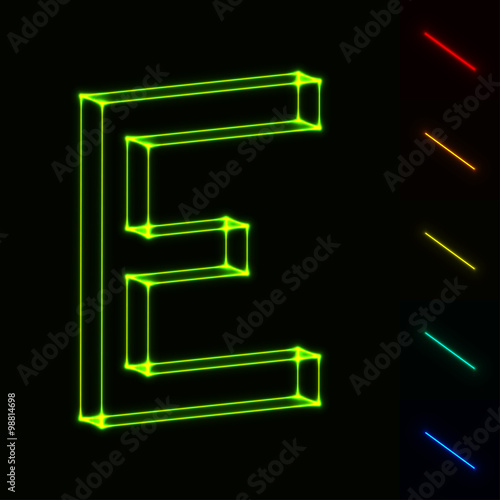 EPS10 vector glowing wireframe letter E - easy to change color