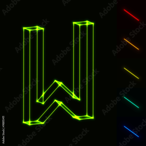 EPS10 vector glowing wireframe letter W - easy to change color