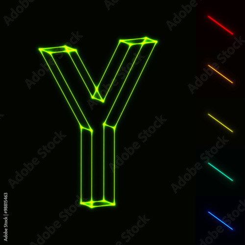 EPS10 vector glowing wireframe letter Y - easy to change color