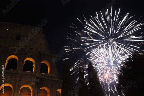 New year Eve in Rome, Fireworks at colosseum