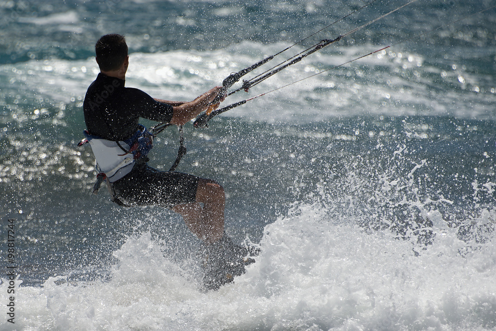 Fototapeta premium Kite surfer rides