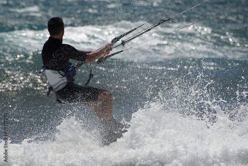 Kite surfer rides