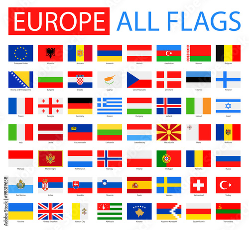 Flags of Europe - Full Vector Collection. Vector Set of Flat European Flags.
