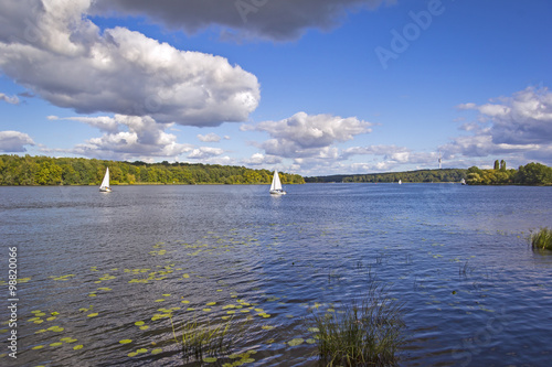 Obraz na płótnie Sailing boat at the River Havel, Potsdam w salonie