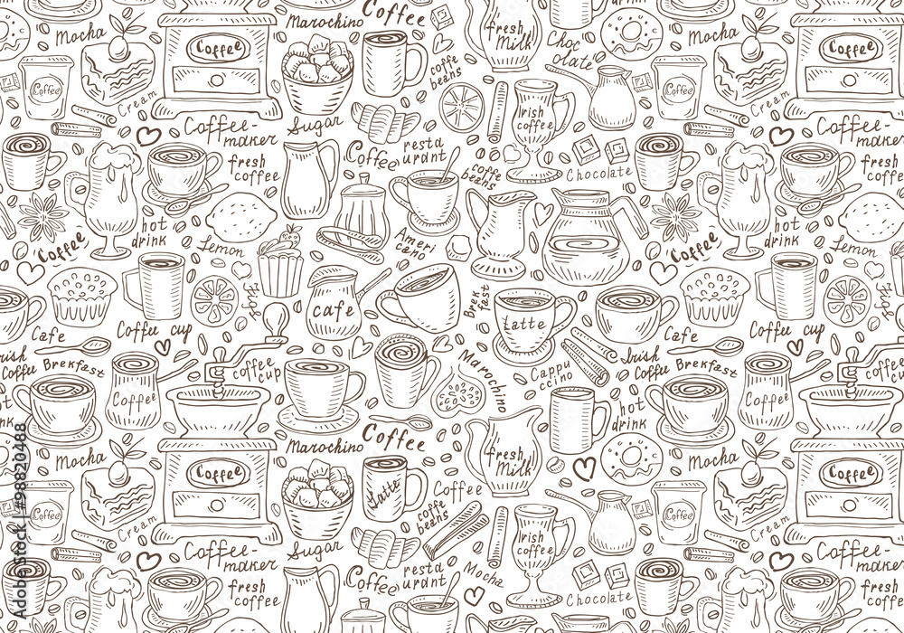 Hand drawn vector doodle set coffee. Vector illustration