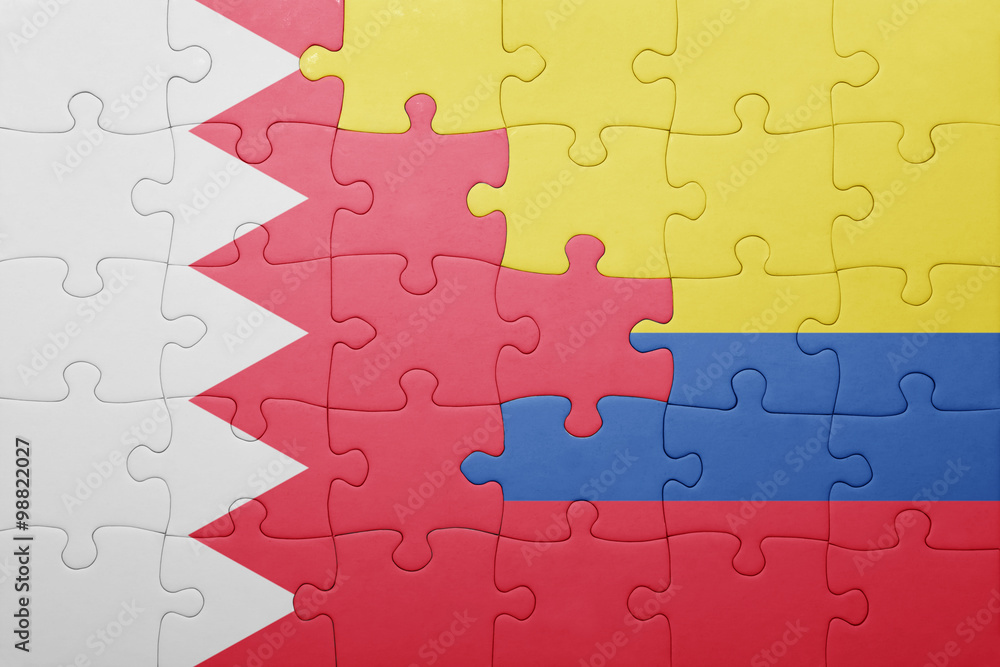 Fototapeta premium puzzle with the national flag of colombia and bahrain
