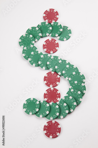 casino chips and dollar  
