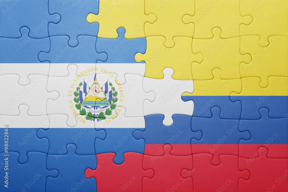 puzzle with the national flag of colombia and el salvador puzzle with the national flag of colombia and el salvador