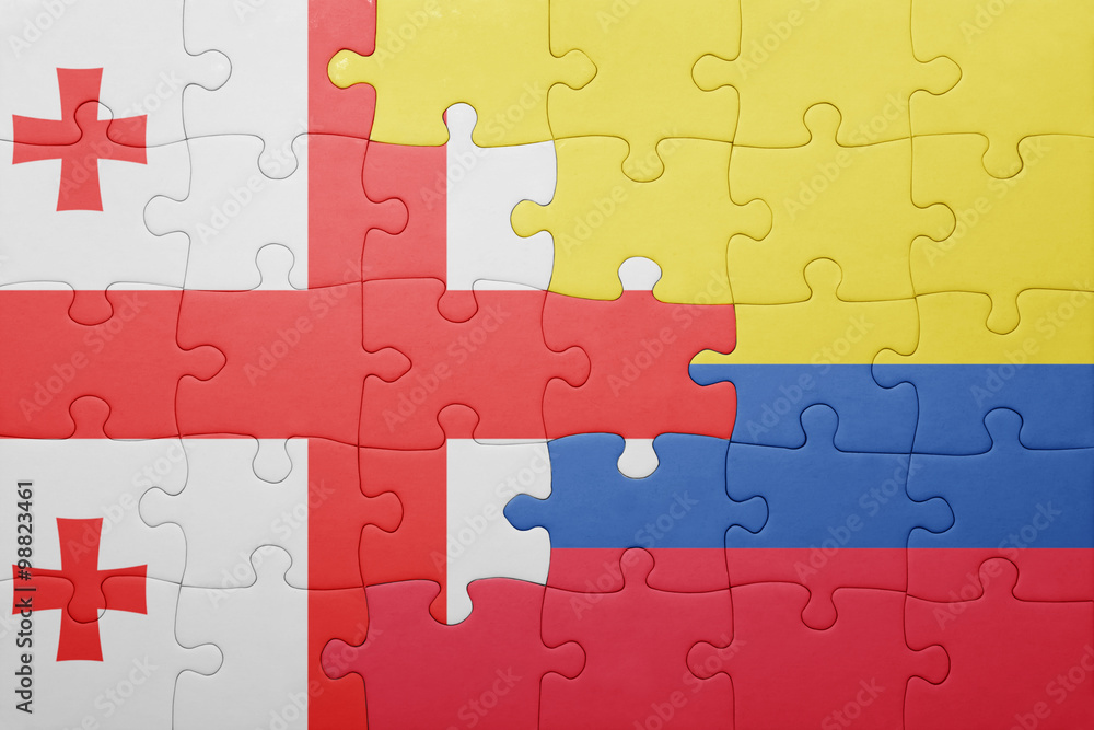 puzzle with the national flag of colombia and georgia puzzle with the national flag of colombia and georgia