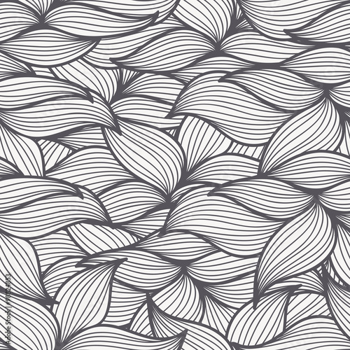 Seamless pattern with stylized leaves and eyes