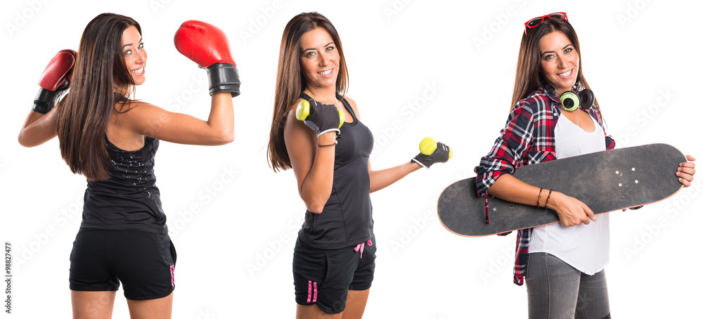 Fototapeta premium Sport woman doing weightlifting