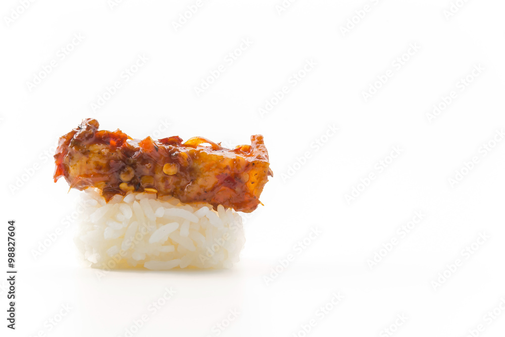 spicy streaky pork sushi spicy streaky pork sushi