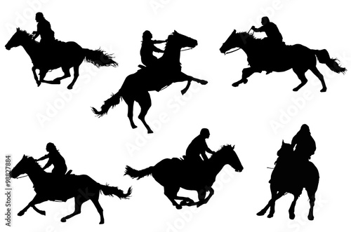 Horse Silhouette Collection - Detailed silhouettes of horses and their riders