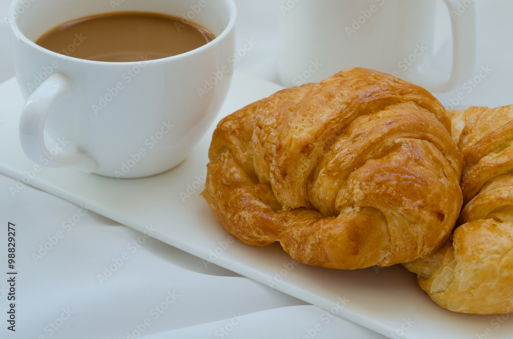 Croissant and Coffee for Breakfast.