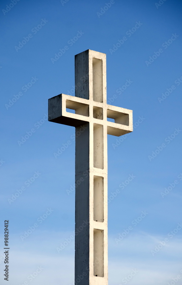 Mount Soledad Cross filled with light from low sun