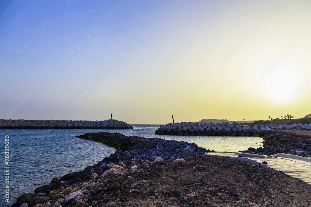 Bay and Stone Coast of Atlantic Ocean