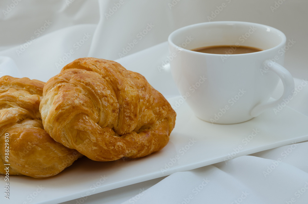 Croissant and Coffee for Breakfast. Croissant and Coffee for Breakfast.