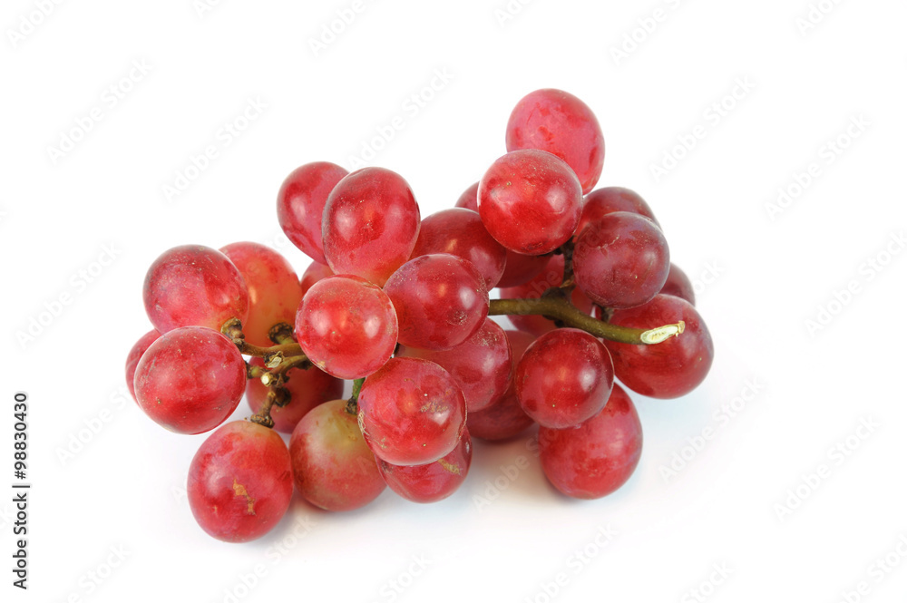 fresh red grape on white background