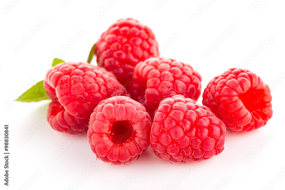 Raspberries with leaves Raspberries with leaves