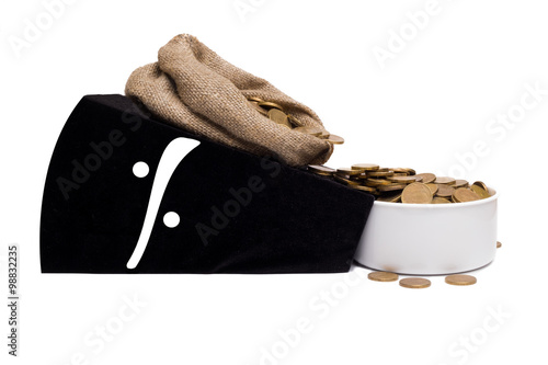 Bag with falling coins