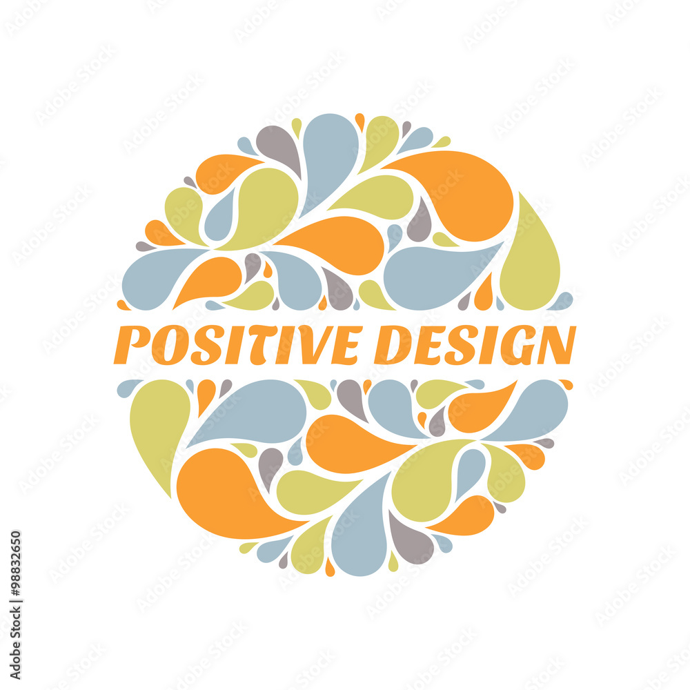 Positive design - abstract composition from colored petals in circle shape. Abstract background with place for text. Invitation template. Decorative vector pattern. Design elements.