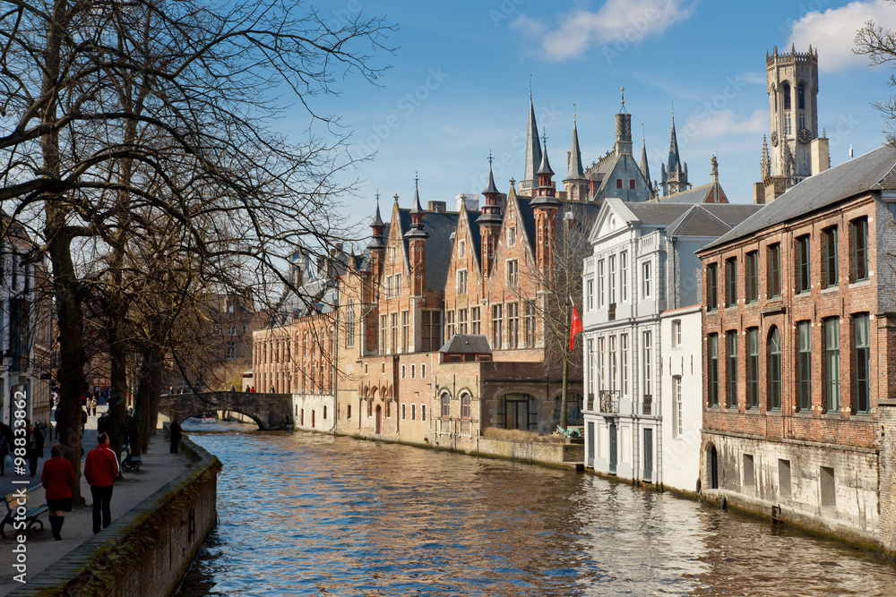 Scenic city view of Bruges