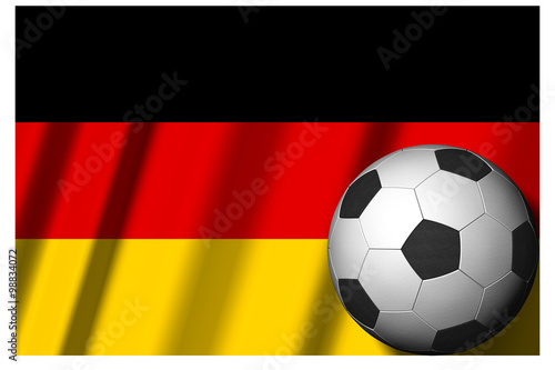 Calcio Europa_Germania_001  Classica palla utilizzata nel gioco del calcio con  sullo sfondo  la bandiera nazionale.  
