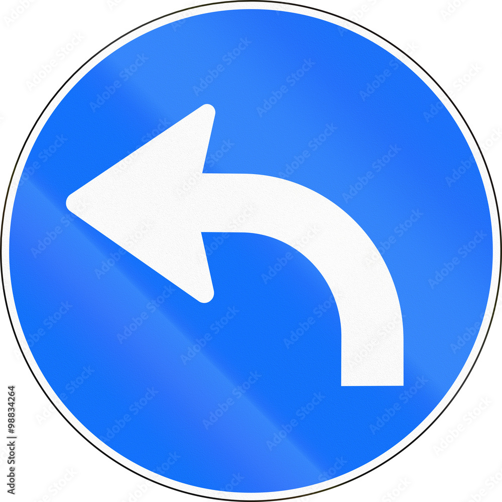Road sign used in Switzerland - Turn left ahead Road sign used in Switzerland - Turn left ahead