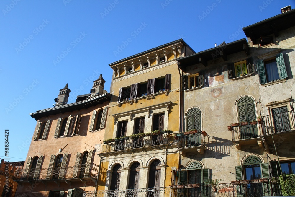 Verona, home on Erbe Square (Piazza Erbe). Italy