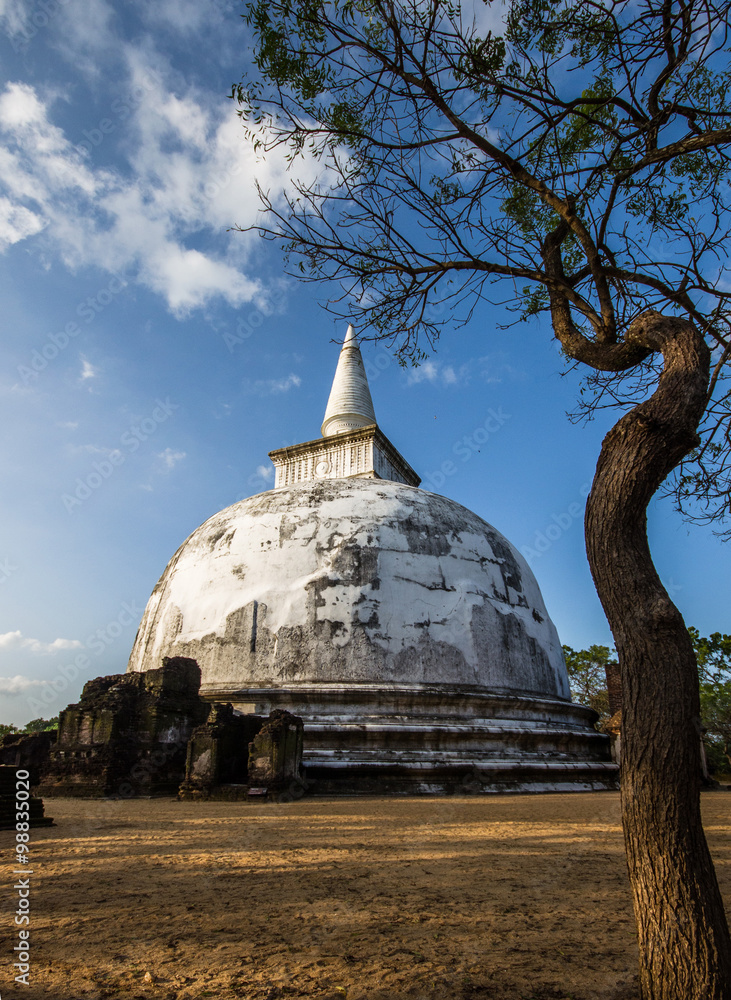 White Stupa Dagoba Kiri, Alahana Pirivena Group, Archaeological Park, Polonnaruwa, Sri Lanka