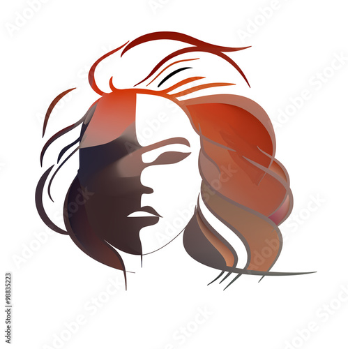 Abstract imitation of Japanese mask black and red