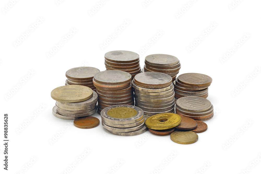 stack of coins isolated on white background stack of coins isolated on white background