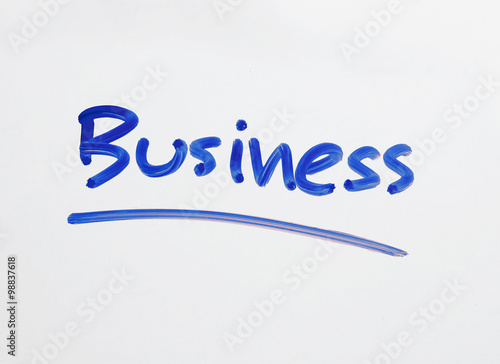 business word  handwriting on white