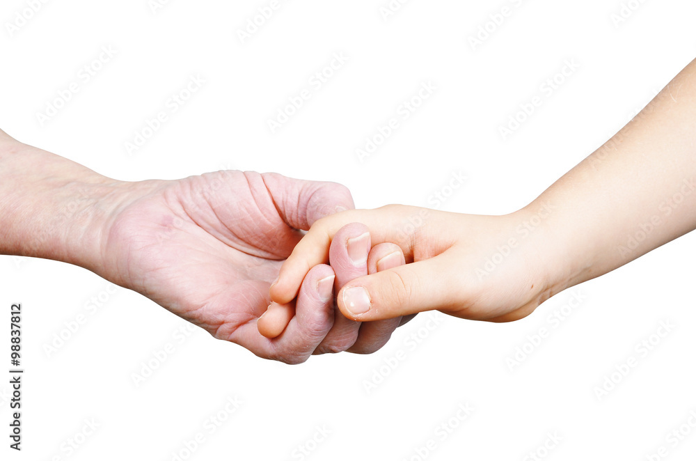 Child holding hands with an old woman isolated on white
Child holding hands with an old woman isolated on white
