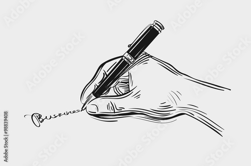 Business. Hand drawn sketch signing contract vector illustration