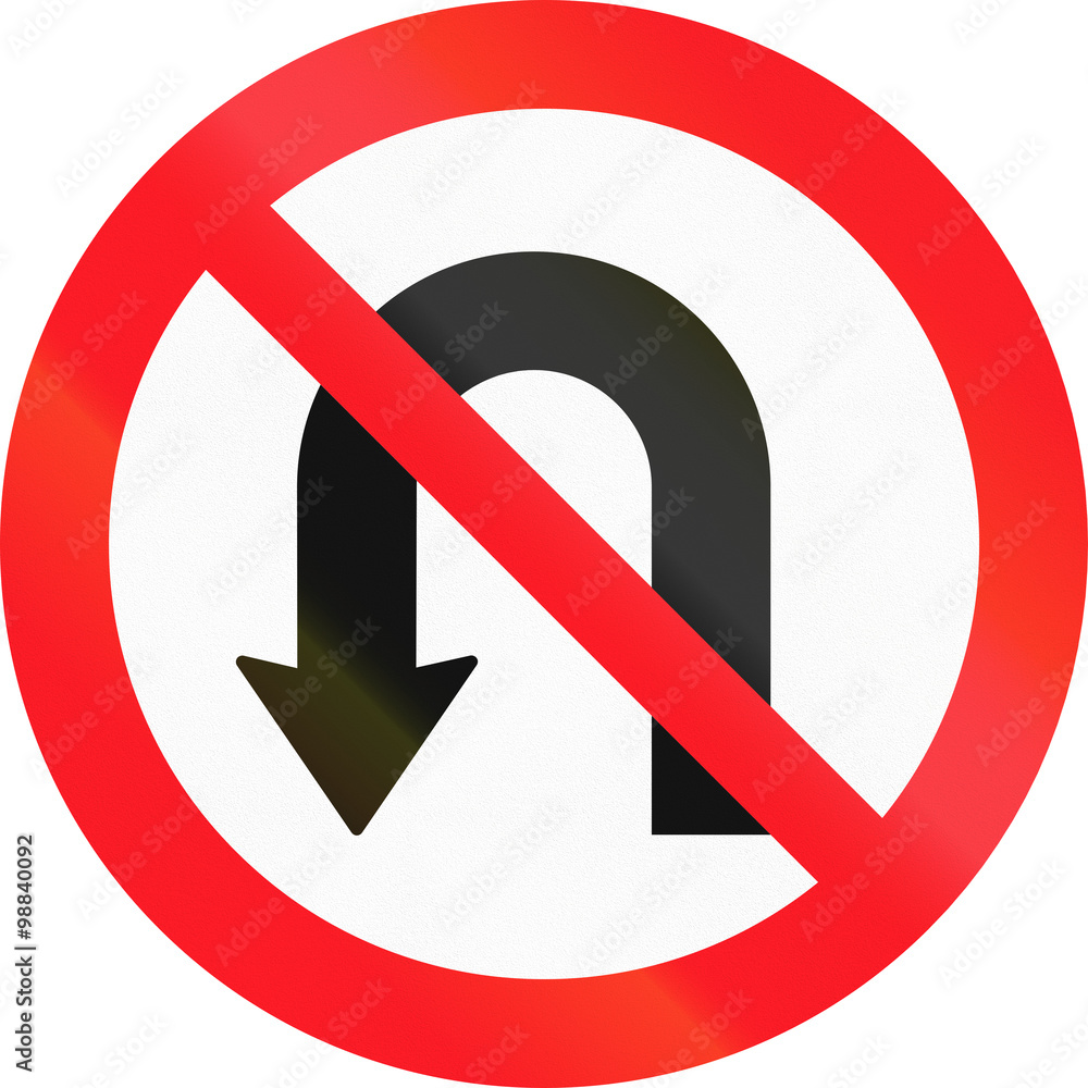 Road sign used in Switzerland - No U-turns Road sign used in Switzerland - No U-turns