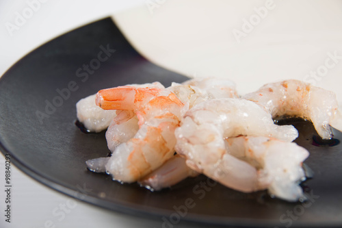 Fresh peeled uncooked shrimp harvest
